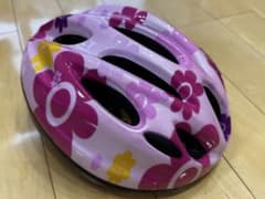 子供用 自転車ヘルメット 花柄 ピンクパープル　S/Mサイズのサムネイル