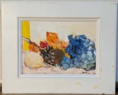 【真作】絵画　油彩4号　静物画　フルーツと青布の構図　C191 真作】絵画 油彩4号 静物画 フルーツと青布の構図 C191 | Mercari