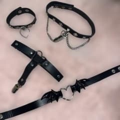 【最終値下げ】ハーネス 首輪 パンク 棘 Y2K レザー コウモリ チョーカー