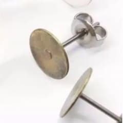チタンポスト＆キャッチ フラット皿8mm 金古美 ペア　5点のサムネイル