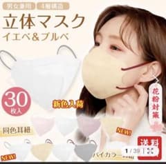 3D立体マスク 40枚 未開封 4層構造 不織布 男女兼用のサムネイル