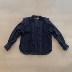 値下新品未使用na Quiero pasar 黒 刺繍レース長袖シャツ トップス 
