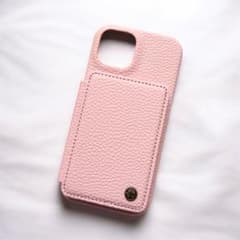 ピンク レザー カードケース付き iPhoneケースのサムネイル