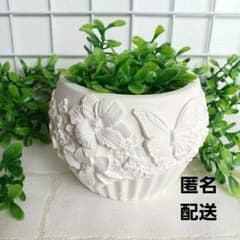 紫陽花のオブジェ セメント製 モルタル ガーデン雑貨 インテリア雑貨 植木鉢 蝶と花 レリーフデザイン ガーデン雑貨 モルタルオブジェ