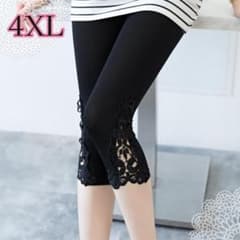 !新品!　7分丈 レギンス ブラック レース　レディース　大きめ　4XL　美脚のサムネイル