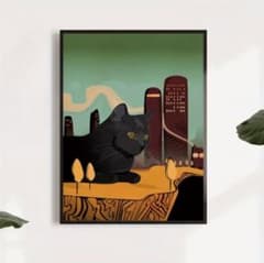 Vintage Poster Cat Art Scandinavian Mid-Century Artwork Cat A3