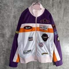 Y2K ワッペン 刺繍 トラックジャケット 配色ジャージ M 韓国ストリート