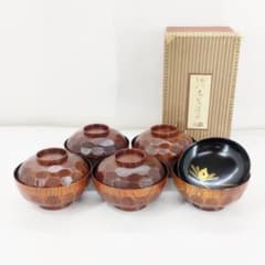 YAMA CRAFT 야마크래프트 흡물 그릇 5 손님 세트 천연 나무 상자 첨부