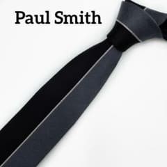 【未使用に近い✨】ポールスミス ネクタイ ブラック ラメ ストライプ ナロータイ 極美品 ポールスミス ナロータイ ネクタイ 細身 バイカラー ストライプ