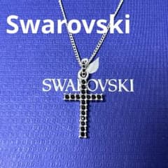 スワロフスキー ネックレス クロス 十字架 ブラック 正規品 極美品