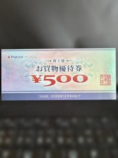 ヤマダホールディングス 株主様お買物優待券 500円のサムネイル