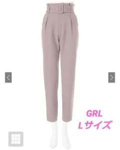 【GRL】スクエアバックルベルト付きテーパードパンツ L ピンクのサムネイル