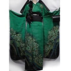 専用です⭐️豪華絢爛　振袖フルセット　正絹振袖　正絹袋帯　成人式　深緑系 幻想的◇良好◇高級振袖6点セット167cm◇正絹フルセット緑グリーン系