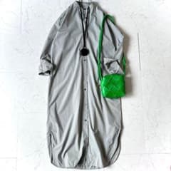 美品 イレーヴ Yleveバンドカラー コットン ロングシャツワンピース