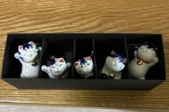 고양이 입상 5점 세트 도자기제 인테리어