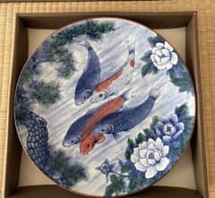 鯉 錦鯉 松 牡丹 絵皿 飾り皿 大皿 31cm 箱付き 和食器のサムネイル