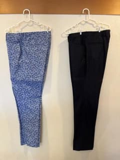 青い花柄と黒いチェック柄のパンツのサムネイル