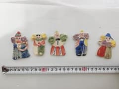 ハンドメイド　カラフルピエロのプレート　Ｃセット 5体セットのサムネイル