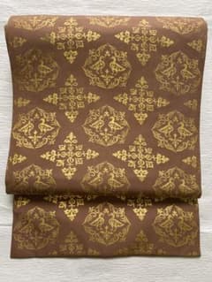 新古品】九寸名古屋帯 最高級品 京友禅金箔塩瀬 「一久」落款 伊勢半 