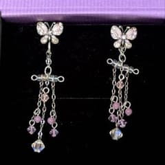Anna Sui Drop Earrings, Butterfly Design, with Box