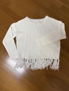 薄手 フリンジニット ホワイト Mサイズのサムネイル