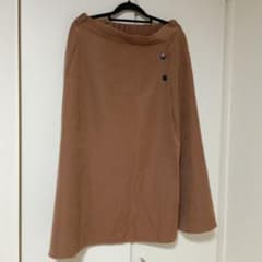 ブラウン ラップ風スカート ウエストゴムのサムネイル