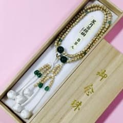 天然輝石念珠‼️星月菩提樹・翡翠仕立  Sサイズ 新品・桐箱入(創価学会用仏具)のサムネイル