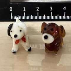 犬 ガラス細工 ミニチュア 2個セットのサムネイル