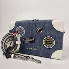 美品 MICHAEL KORS カメラバッグ デニム ワッペン ショルダーバッグ 