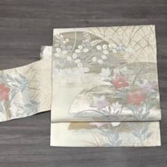 夏物 名古屋帯 絽 西陣織 正絹 中古 オフホワイト 花so686 - メルカリ