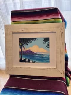 クリスティシン　サイン入り海と山の風景画 ヘザーブラウン クリスティシン サイン入り海と山の風景画 ヘザーブラウン