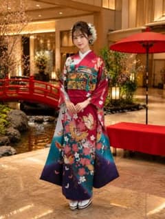 振袖フルセット、成人式、正絹、重ね衿、帯揚げ帯締め、西陣袋帯