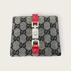 美品】GUCCI グッチ ジャッキー 二つ折り財布 GGキャンバス RED 赤