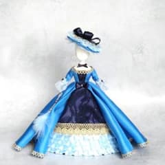 22cmドールドレス セルリアン×紺のローブ・ア・ラ・フランセーズ 22cmドールドレス セルリアン×紺のローブ・ア・ラ・フランセーズ