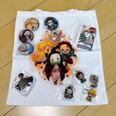 Demon Slayer: Kimetsu no Yaiba tote bag, can badges, keychains, stickers, cards (bundle sale)
