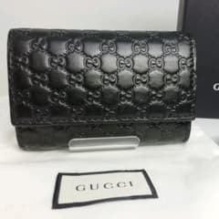 GUCCI　グッチ　シマレザー　ブラック　キーケース　６連タイプ　保存袋・付属品 GUCCI グッチ シマレザー ブラック キーケース 6連タイプ 保存袋