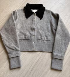 【超美品】SANDRO グレー ブラック フリル襟カーディガン 超美品】SANDRO グレー ブラック フリル襟カーディガン - メルカリ