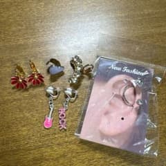 Ear cuff ear clip earrings flower guitar ROCK heart