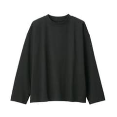 3枚【無印良品】インド綿ドロップショルダー長袖Ｔシャツ 黒×2 白×1 L〜XLのサムネイル