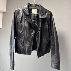 【羊革】ブラックレザーライダースジャケットのサムネイル