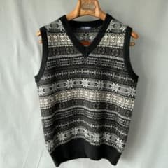 BEAMS F ビームスF カシミヤ100% フェアアイルニットベストSブラック BEAMS F ビームスF カシミヤ100% フェアアイルニットベストSブラック