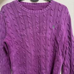 【古着】ラルフローレン　レディース　ケーブルニット　ポニー刺繍のサムネイル