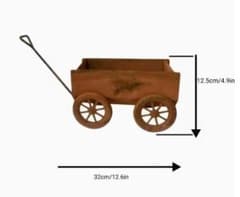 カントリースタイルの金属製フラワーカート（車輪、ハンドル、排水穴付き）32cmのサムネイル