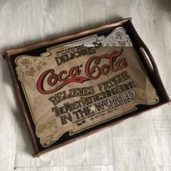 Coca-Cola コカコーラ ヴィンテージ パブミラー 木製トレイ アメリカUSA限定⭐️コカコーラCoca Colaビンテージ木製トレイ型