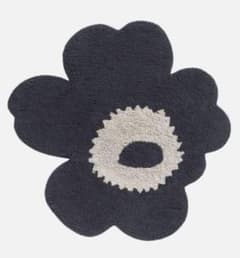 新品タグ付 マリメッコ Unikko バスマット73x74cm 黒 チャコール