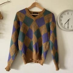 VAN KNIT WEAR アーガイル柄ニットセーター 古着のサムネイル