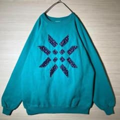 ラグランスリーブ スウェット XL アメリカ製 花柄 緑 ヴィンテージ 古着