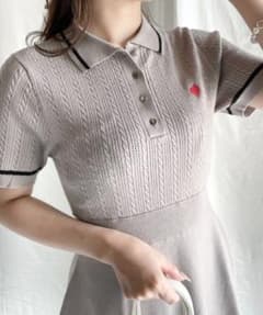 NOMAE ポロニットワンピース 半袖 ハート刺繍のサムネイル