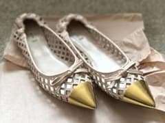 MIUMIU フラットパンプス ゴールドトゥ 23.5cm バレエシューズ袋付きのサムネイル
