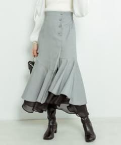 OLIVE des OLIVE 裾シフォンマーメイドスカート 千鳥格子柄のサムネイル
